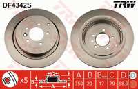 Диск торм. зад. Land Rover Discovery IV 09-, Range Rover Sport (LS) 05-, III (LM) 05- L319 TRW-DF4342S= LandRover-SDB000646 Диск торм. зад. Land Rover Discovery IV 09-, Range Rover Sport (LS) 05-, III (LM) 05- L319 TRW-DF4342S= LandRover-SDB000646