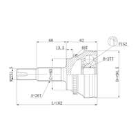 Шрус привода наружн L162 D94.5 M22x1.5 48T out26z/in27z DOUBLE FORCE-DFCV072= URW-2102115N= HDK-TO110A48= hdk-TOM110A Шрус привода наружн L162 D94.5 M22x1.5 48T out26z/in27z DOUBLE FORCE-DFCV072= URW-2102115N= HDK-TO110A48= hdk-TOM110A