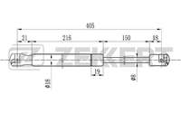 Амортизатор багажника Skoda Octavia (1U5) 98- L=403mm H=153mm 580N Zekkert-GF1605 Амортизатор багажника Skoda Octavia (1U5) 98- L=403mm H=153mm 580N Zekkert-GF1605