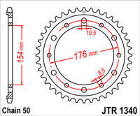 Звезда задняя JTR1340.43 Число зубьев: 43 Стальная Honda VFR800 1999 - JTR134043 Звезда задняя JTR1340.43 Число зубьев: 43 Стальная Honda VFR800 1999 - JTR134043